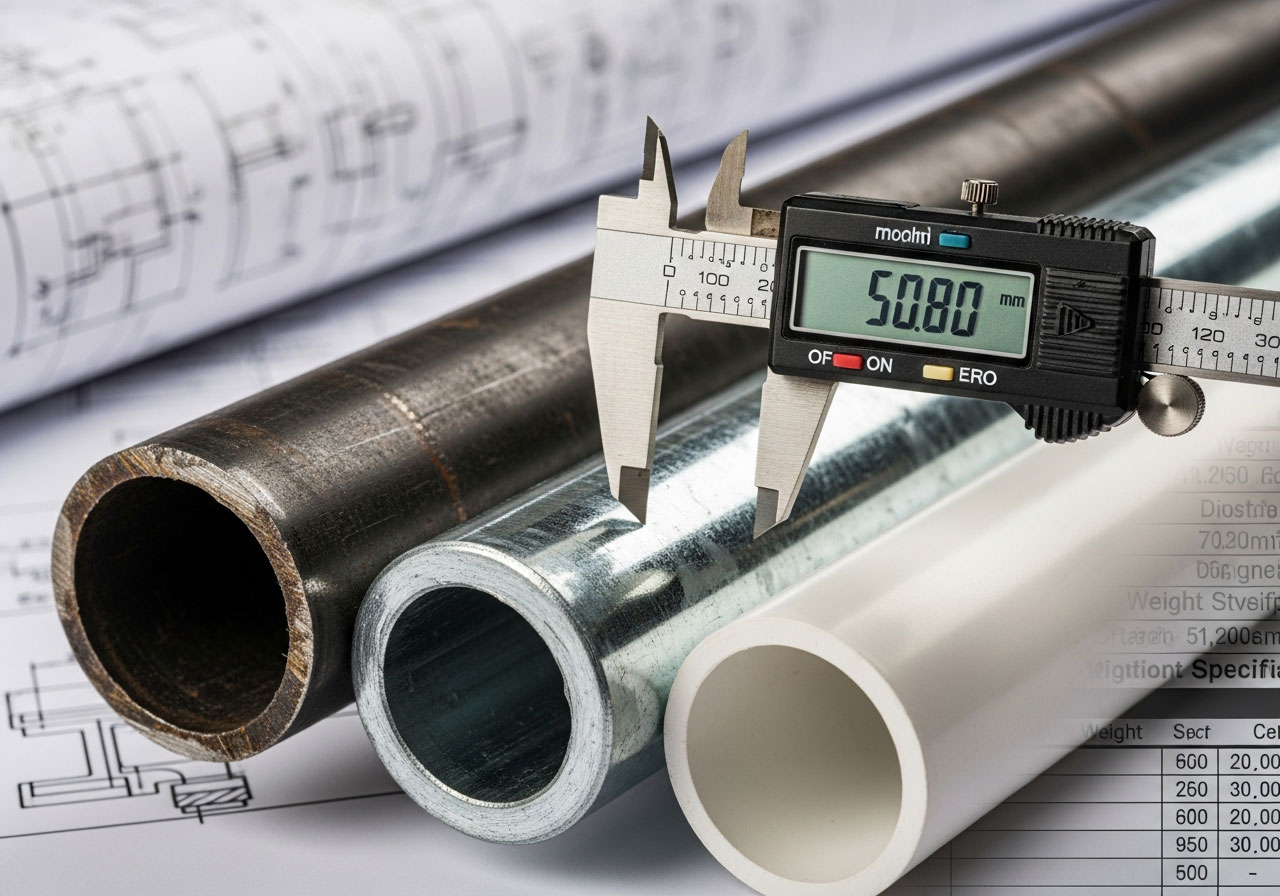 جدول کامل تبدیل سایز و وزن انواع لوله